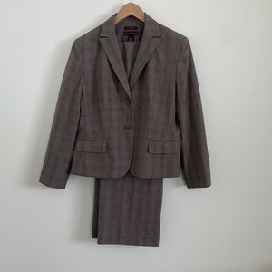 Plaid suit jacket and trousers.